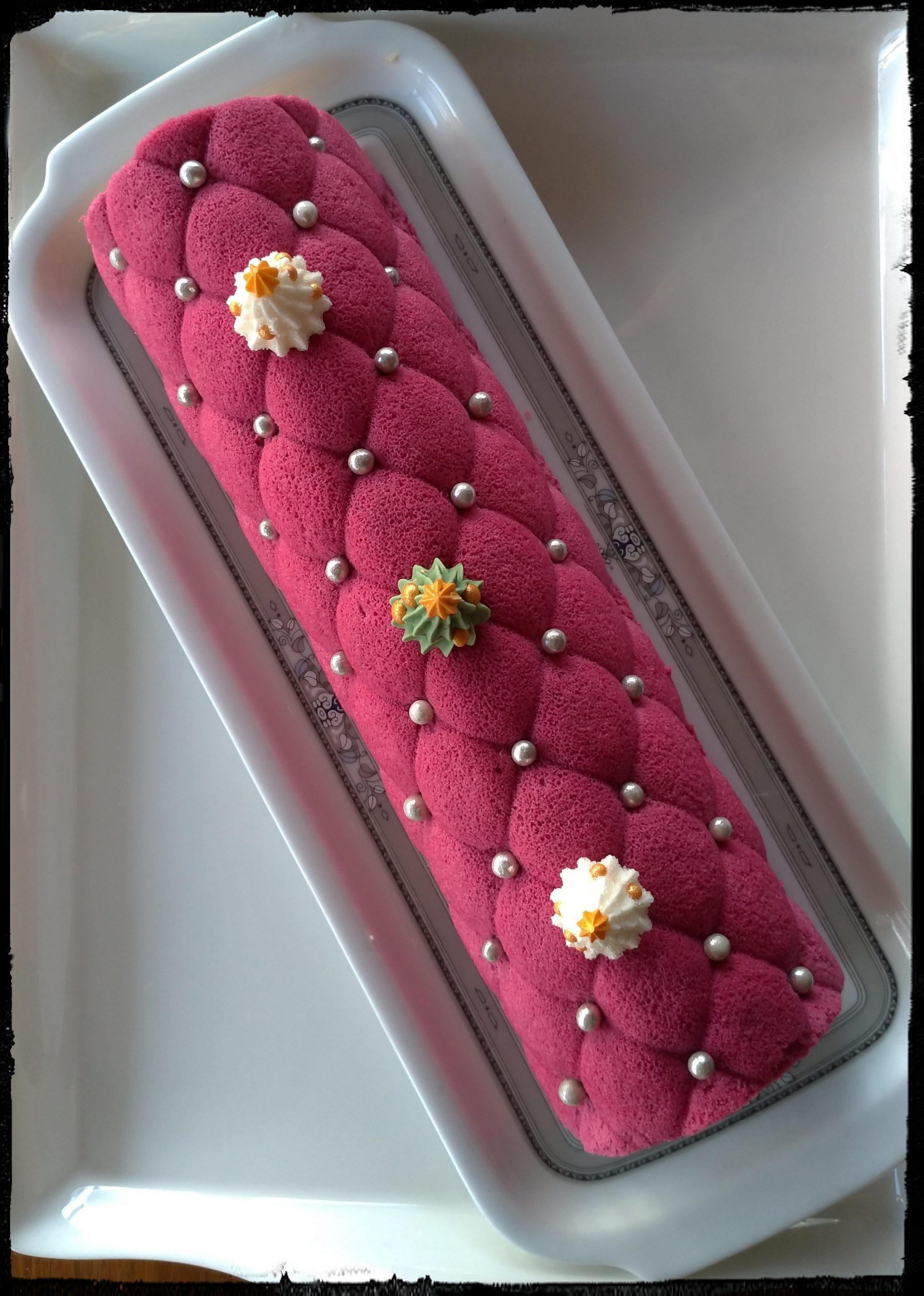 Recette - Bûche framboises-vanille - La cuisine de Martine